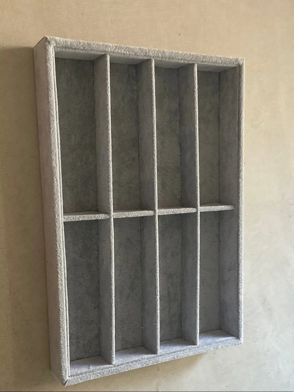 Gray Velvet 12-Compartment Jewelry Organizer Tray